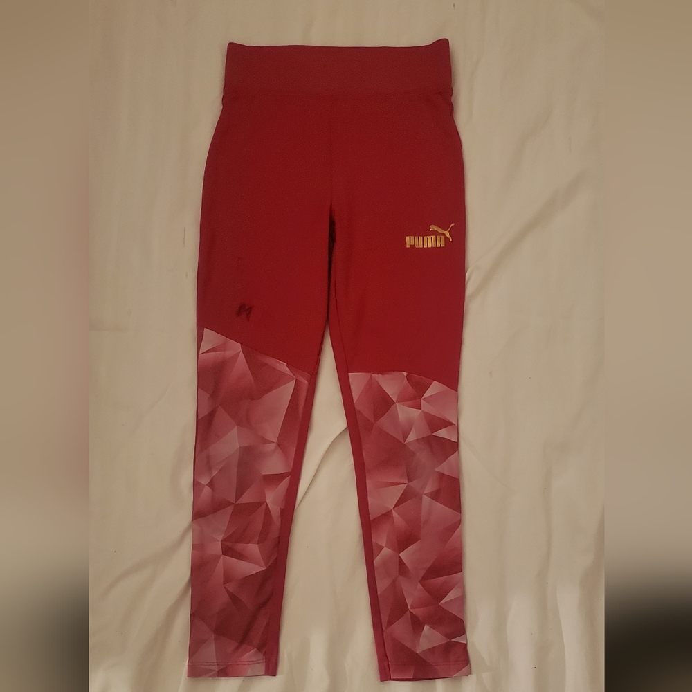 PUMA Kids Red Geometric Leggings